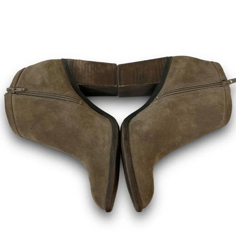 Lucky Brand LK-Salza Leather Suede Zip Up Salza Booties Ankle Boots